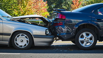 Two damaged cars after an accident